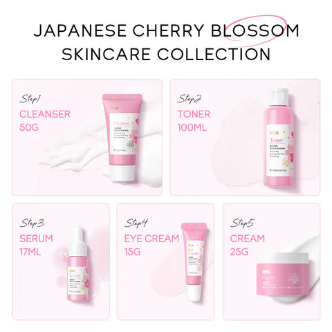 Japan Sakura Skincare Set - 5 Piece Face Care Kit