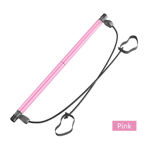 Portable Yoga Pilates Stick with Resistance Band for Workouts