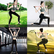 Portable Yoga Pilates Stick with Resistance Band for Workouts