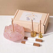 Crystal Lotus Incense Holder with Crystal Gravel