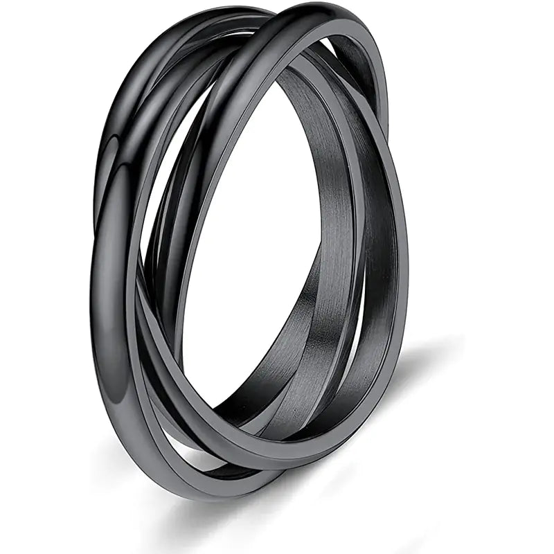 Three-ring Rotating Geometric Anxiety Relief Rings