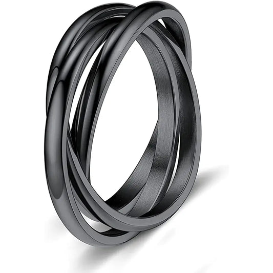 Three-ring Rotating Geometric Anxiety Relief Rings