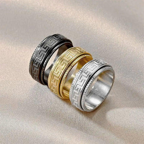 Titanium Steel Men's Anti-Anxiety Rotating Ring