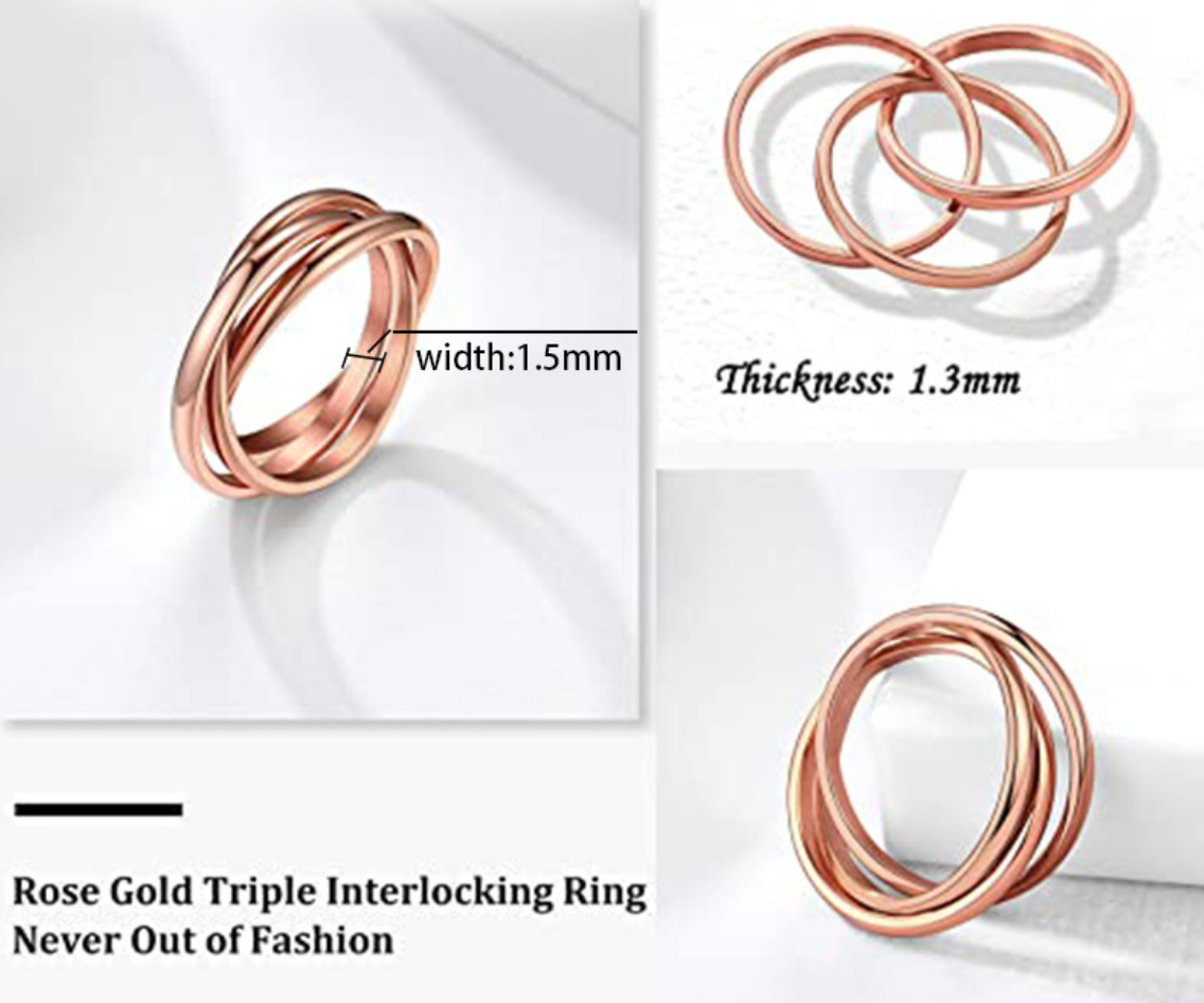Three-ring Rotating Geometric Anxiety Relief Rings