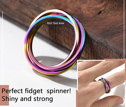 Three-ring Rotating Geometric Anxiety Relief Rings