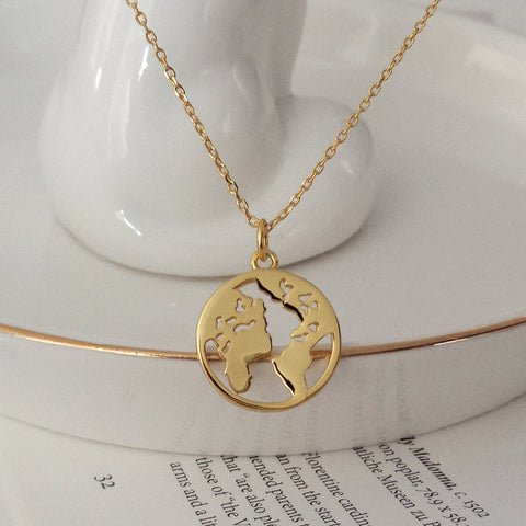 S925 Sterling Silver Your World Map Necklace