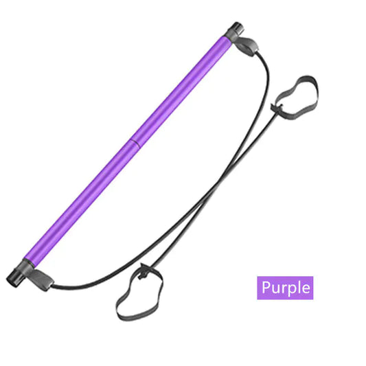 Portable Yoga Pilates Stick with Resistance Band for Workouts