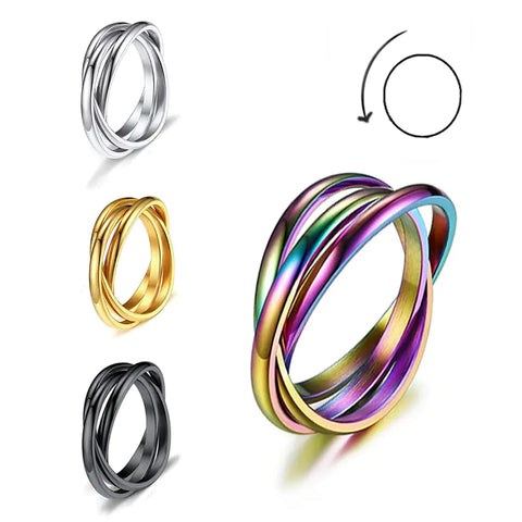 Three-ring Rotating Geometric Anxiety Relief Rings