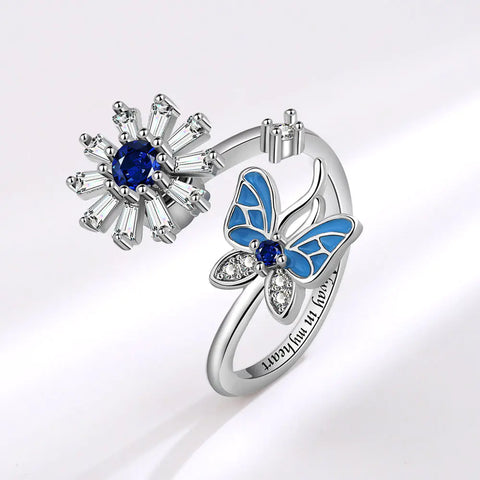 Adjustable Butterfly Snowflake Rotating Anxiety Ring