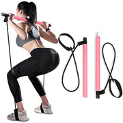 Portable Yoga Pilates Stick with Resistance Band for Workouts
