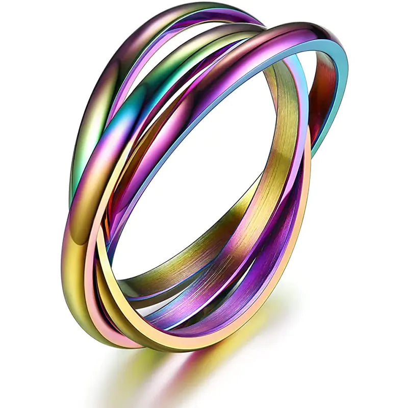 Three-ring Rotating Geometric Anxiety Relief Rings