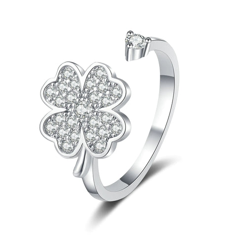 Clover Zircon Ring for Anxiety Relief and Decompression