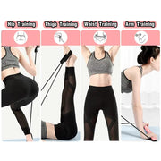 Portable Yoga Pilates Stick with Resistance Band for Workouts