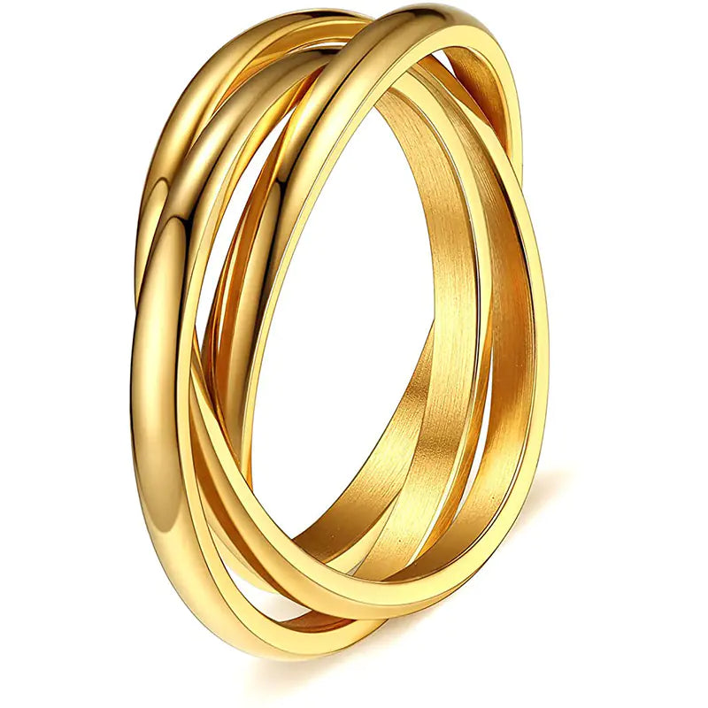 Three-ring Rotating Geometric Anxiety Relief Rings
